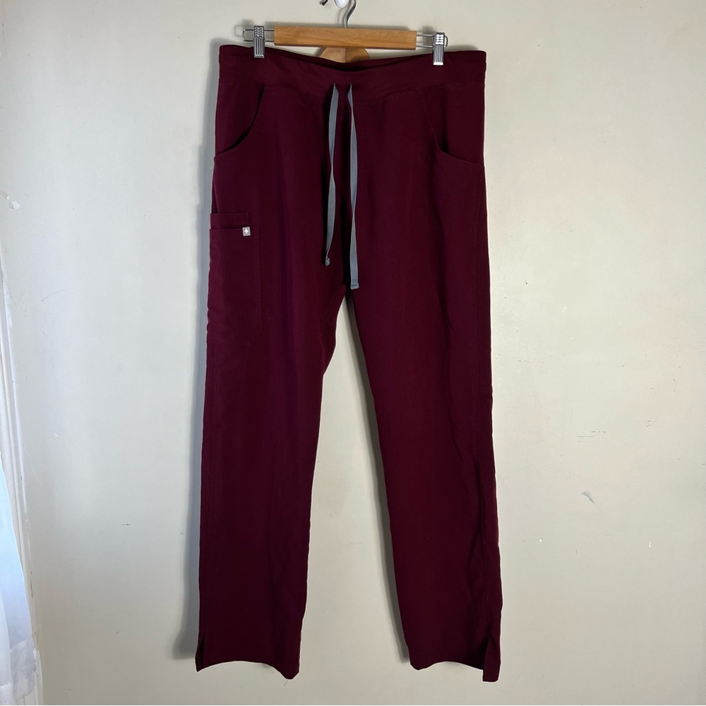 FIGS Kade Cargo Scrub Pants Women Anti-Wrinkle Medical Burgundy Size Large Tall - Picture 6 of 16